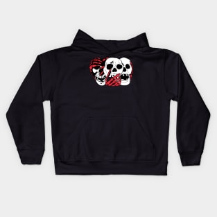 3 Skulls (w/red) Kids Hoodie